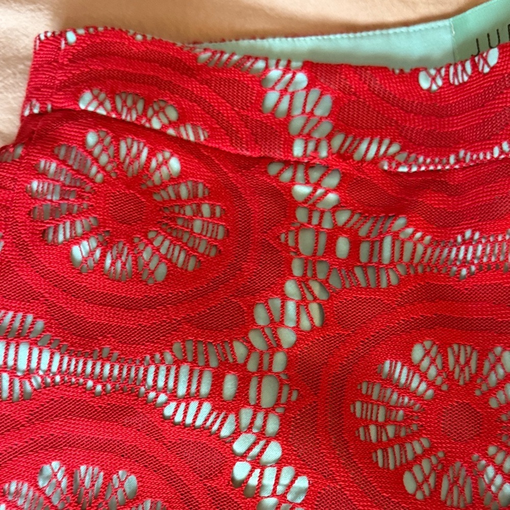 Judith March Red Lace Crochet Shorts light Blue Lining Medium Boutique - Picture 3 of 7